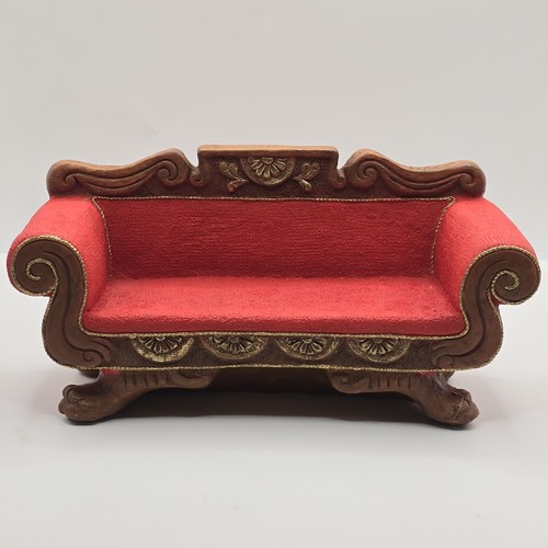 Stone Critters Red Vintage Couch Empire Settee Sofa Heavy Hard To Find  - Picture 1 of 11