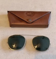 Vintage Ray-Ban Bosch and Lomb Clip on Sunglasses Green Lenses B L With Case