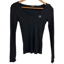 GIORGIO ARMANI Silk Blend Long Sleeve Top Size 38 Black Women USED