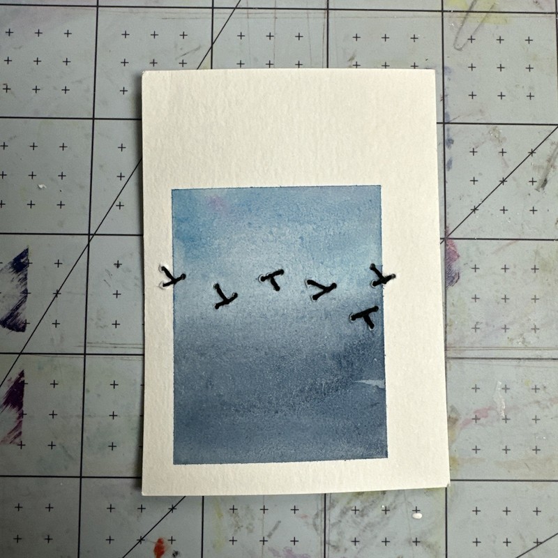 ACEO Original Art Card – Embroidered Birds – 1K to OK #113
