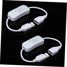 2 Pack Male to Female USB Cable with On/Off Switch, USB Extension Inline White
