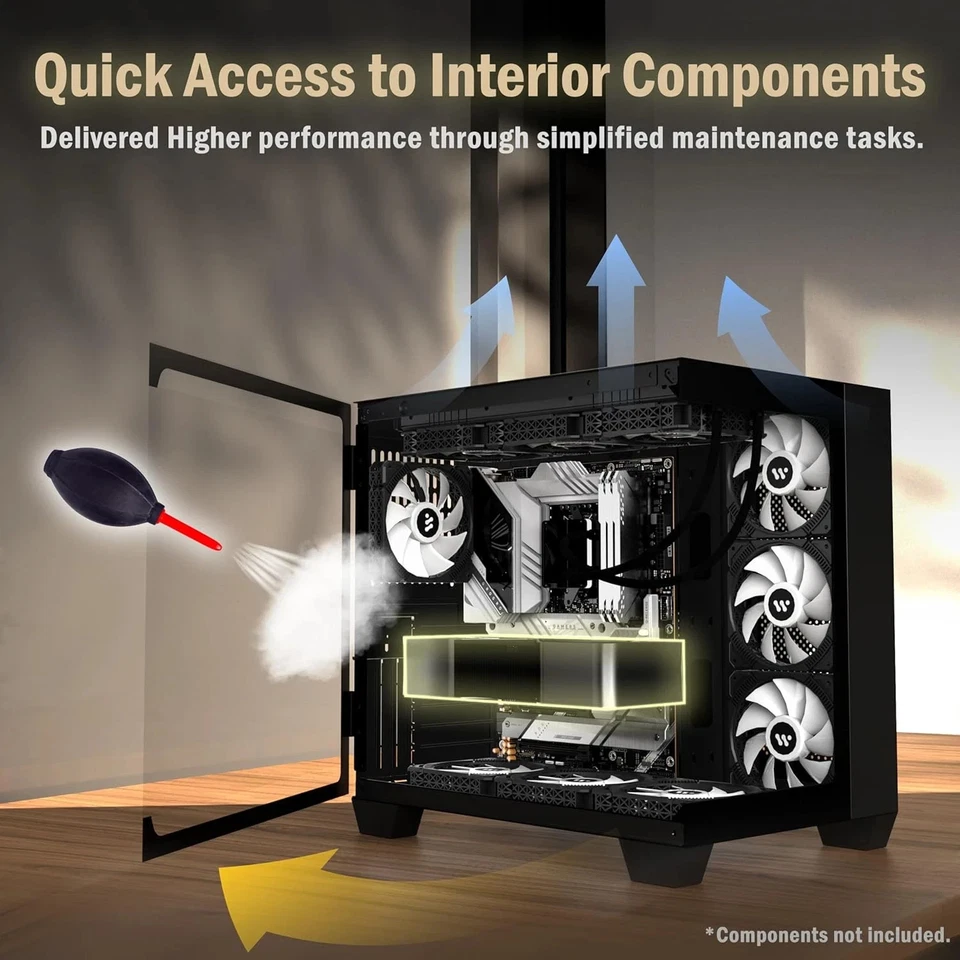 PC CASE ATX Mid-Tower Gaming PC Case, Small Chip On Front Glass Part No Fans - Image 3 of 4