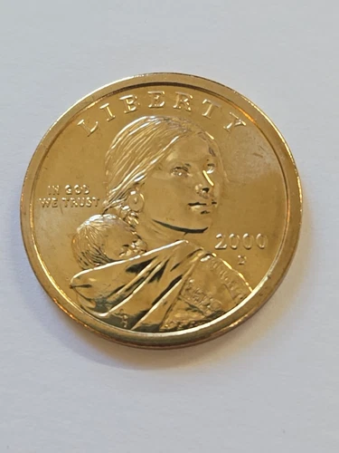 2000 D Sacagawea One Dollar Coin ~ No Edge Writing Liberty Gold ~ UNCIRCULATED