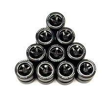 5x Sets Advan V2 11/11mm Replacement Wheels Rubber Tires for 1/64 Scale Car BLK
