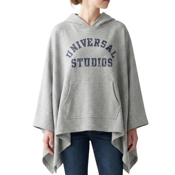 Universal Studios Hooded Poncho Sweatshirt Unisex One Size Grey Casual Oversized