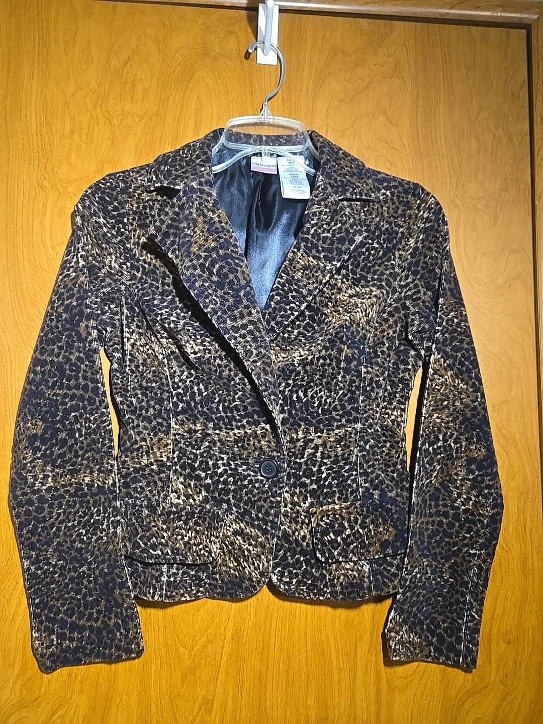 Y2K Vintage 2000s No Boundaries Leopard Print Blazer Jacket 1 Button Size S
