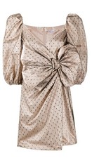 $1450 New  RED VALENTINO Mini Dress IT40 US4 S Lame Polka Dot Mesh Overlay Bow