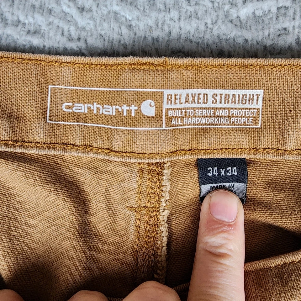 Pantalones Carhartt Para Hombre 34x34 Marrón Doble Rodilla Relajado Recto Ropa de Trabajo Foto 2 de 4