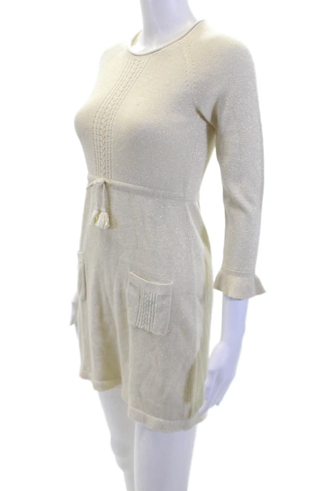 Мини-платье Lilly Pulitzer для девочек с длинными рукавами блестящее с зауженной талией бежевое размер 10 - Изображение 2 из 4