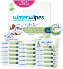 Waterwipes Sensitive Baby Toddler Wipes, 3-In-1 Cleans, Cares, Protects, 99.9
