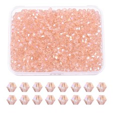 1000pcs 3mm Bicone Glass Crystal Beads, Faceted Beads with Box Water Red AB
