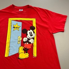 VTG Hanes Mickey Mouse T-Shirt Mens XL Red Disney Beefy-T USA Made Graphic 90s