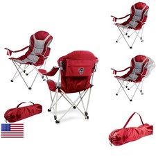 PICNIC TIME NCAA NC State Wolfpack Reclining Camp Chair Dark Red with Carry Bag