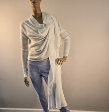 Pure DKNY Linen Open Front Cardigan Sweater Wrap White Size P/S