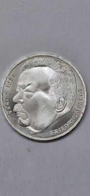 1975 J Germany 5 Mark Silver Coin - Friedrich Ebert - BU Uncirculated .625...