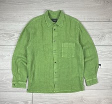 Neu Oska 100 % Leinen grün geknöpftes Hemd Herren L Größe