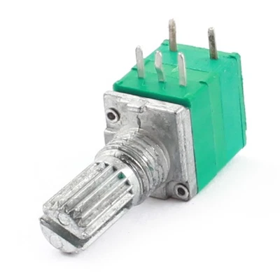 50K Ohm 6mm Durchmesser Rändelwelle Linear Drehkegel Potentiometer mit Schalter - Bild 1 von 3