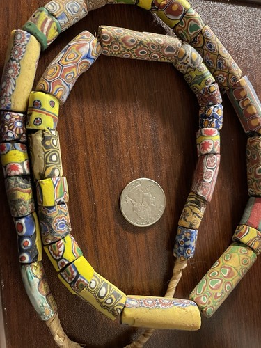 Antique Venetian Millefiori Assorted Beads Strand. 28 Inches