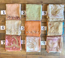 10 Sari Squares 12"x12" Mixed Colour Recycled Scraps For Crafts (F)