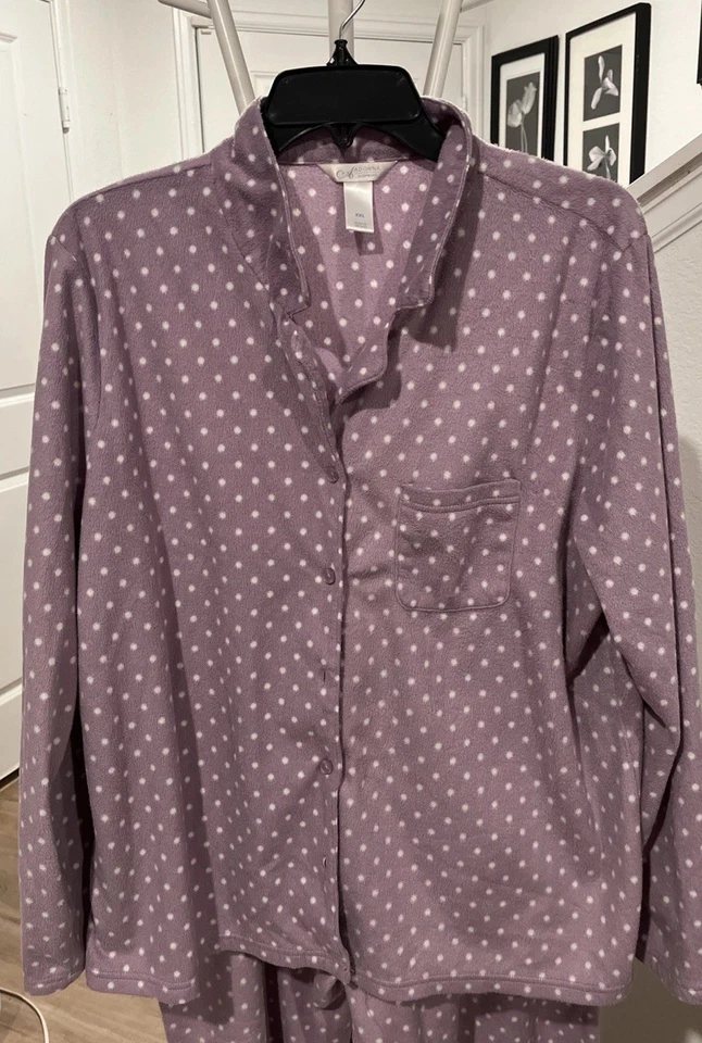 Addona 2 piezas Poliéster Spandex Ropa de Salón Conjunto Pantalón PJ Talla XXL Vellón Púrpura Foto 3 de 4