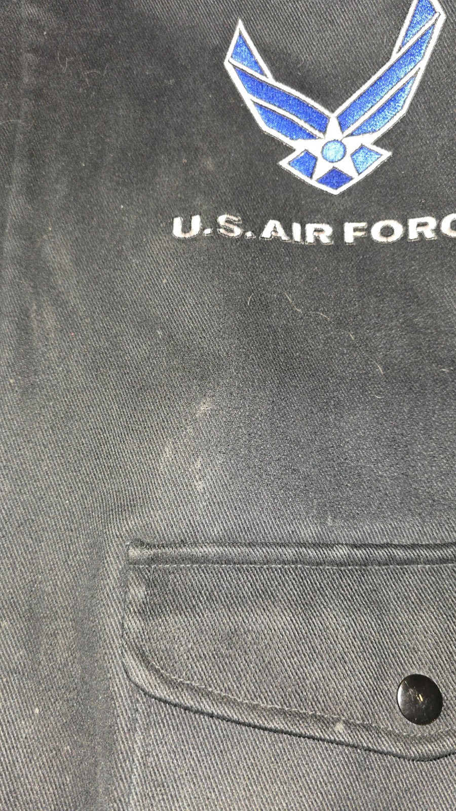 Air Force Coat Jacket back/ front patch L Black t… - image 3