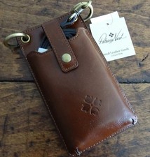 PATRICIA NASH BROWN Cognac FARLEIGH Distressed Vintage LEATHER Phone CROSSBODY