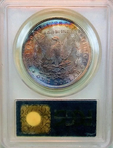 1887 MORGAN PCGS MS65 HUGE RAINBOW REVERSE! OLD GREEN HOLDER! WOW  NR #G64398