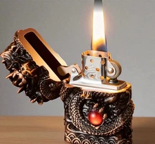 Dragon-Themed Refillable Windproof Lighter With Intricate 3D Construction
