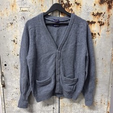 Vintage 70s Pendleton Shetland Wool Cardigan Large Gray Knit Mens Sweater Pocket