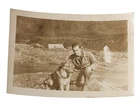 1940s WW2 Photo U.S. Army GI With Military Dog Stamp Army Examiner