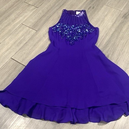 Cache Purple A-Line Beaded Bodice Flutter Hem Dress size 4 - Picture 5 of 9