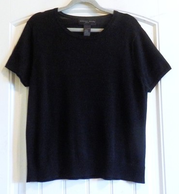 August Silk Black 100% Silk Women's Tee Top Blouse SZ XL EXCELLENT
