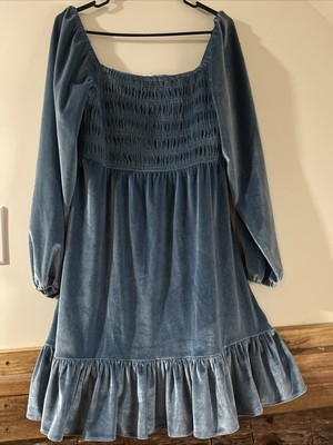 Lauren Conrad S Women Mini Dress Velvet Boho Cottagecore Peasant Ruffle Festival