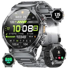EF15 Military Smart Watch for Men - LED Flashlight, 1.75" HD Fitness Tracker ...
