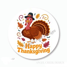 HAPPY THANKSGIVING TURKEY STICKERS ENVELOPE SEALS THANKSGIVING FAVORS LABELS