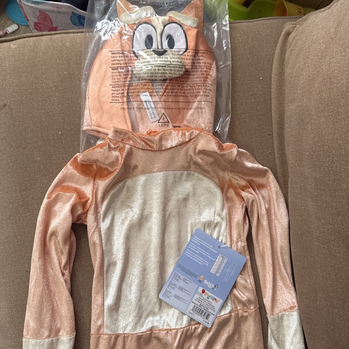 lee様 Bingo Bluey Deluxe Toddler Costume 3T-4T Jumpsuit And Character