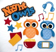 Premade Paper Pieced Title  Set for Scrapbook Layout, Pages, Night Owls, Party