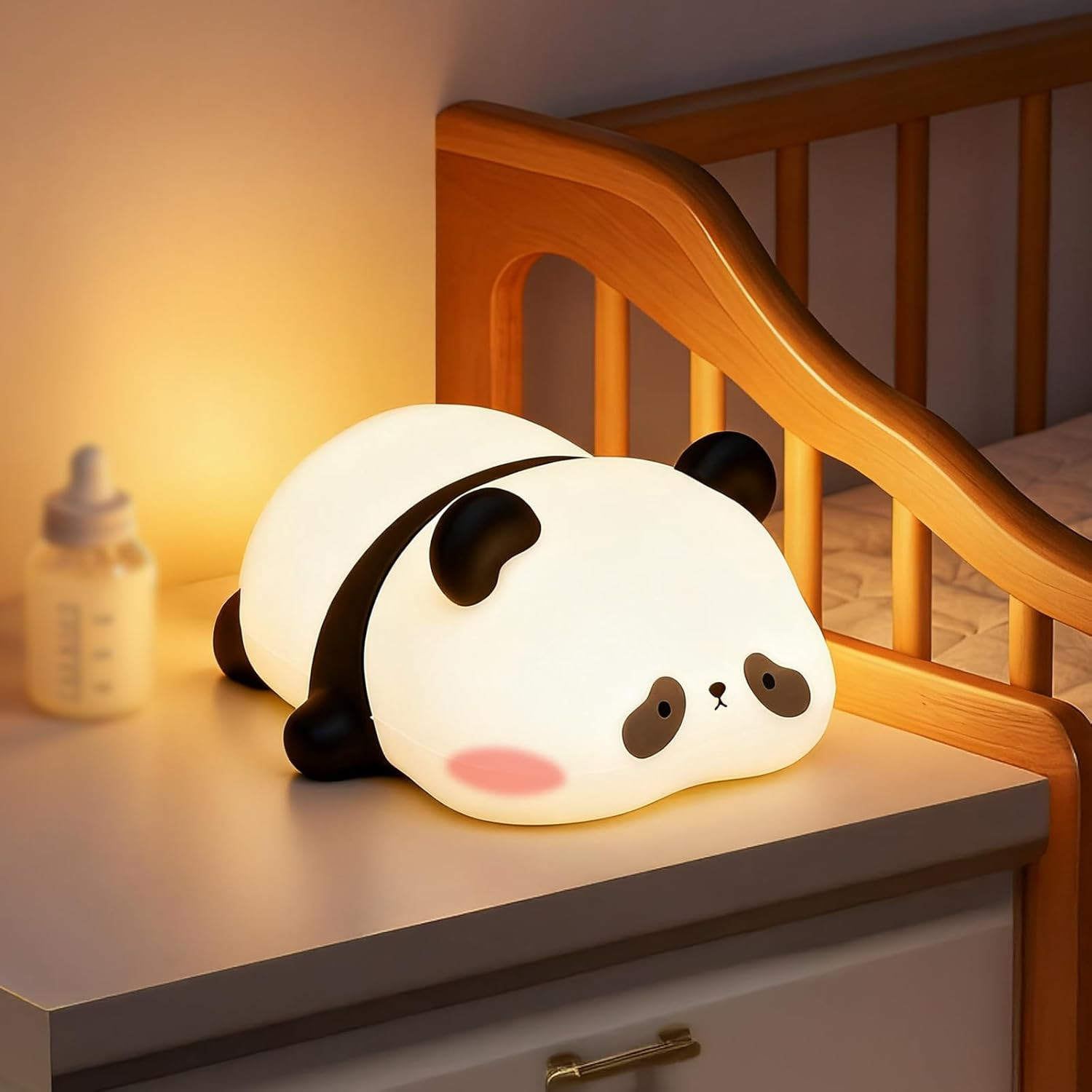 Simpatica Luce Notturna a Forma di Panda, Lampada Notturna a Forma di Animale Squishy a LED Dimmerabile a 3 Livelli, Luce Notturna per Allattamento Al Seno in Silicone per