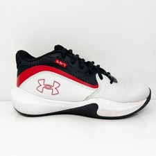 Under Armour Boys Lockdown 7 3028513-100 White Basketball Shoes Sneakers Sz 5.5Y