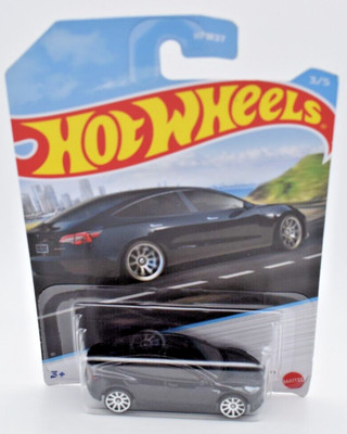 Hot Wheels 2022 Tesla Model 3 schwarz Luxuslimousine. europäische lange Karte