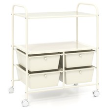 Rolling Storage Cart w/4 Drawers 2 Shelves Multipurpose Plastic Trolley on