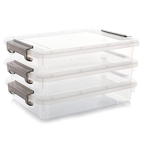 3-Pack White Plastic Storage Bins 14.65x10.43x2.87 Inches