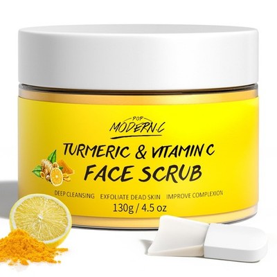 Vitamin C and Turmeric Face Scrub Cream Organics Microdermabrasion Facial Scr...