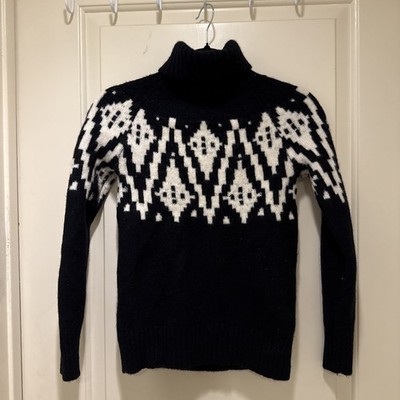 Antonio Melani 100% Cashmere Nordic Sweater Womens Sz XS Black Turtleneck