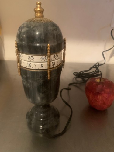 Antique Rotating Stone & Brass Clock - AOOx au5 - Picture 2 of 6