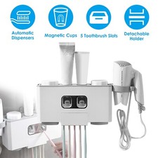 Automatic Toothpaste Dispenser Mount Wall Toothbrush Holder with 5 Magnetic Cups