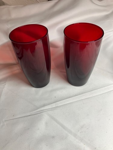 Vintage Anchor Hocking Royal Ruby Red 8 oz Juice Glasses set of 2