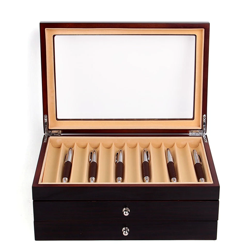 Vitrina de madera para pluma estilográfica 34 ranuras soporte almacenamiento coleccionista caja organizadora Foto 4 de 4