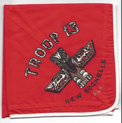 new rochelle new york boy scout troop 13 red neckerchief [ny469]