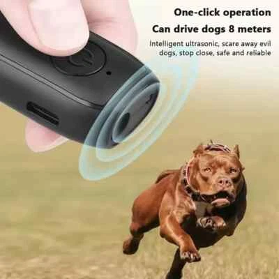 Ultrasonic Anti Dog Barking Repeller Trainer LED Light Gentle Chaser Sonics Stop